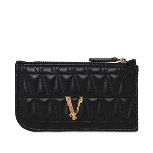 Authentic Versace Virtus quilted leather card holder in black